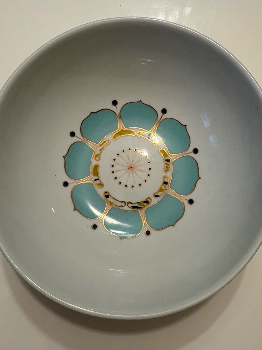 Anthropologie Cliveden Boho Floral Bowls Set of 2 Blue Gold Portugal
